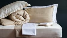 Image of  Satin Stripe Flat Sheet Cotton Blend Percale White,Ivory,Latte 