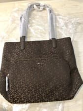 Image of DKNY Brown Jacquard Logo Front Pocket Tote Bag BNWT RRP £175 Free Post