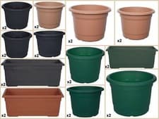 Image of Sets of 2 Milano Planters 25cm 30cm 50cm 60cm - Green Terracotta Gunmetal Grey