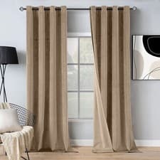 Image of Thick Velvet Blackout Curtains Eyelet Ring Top Ready Made Pair Lined Curtains