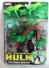 Image of Vintage Marvel 2004 The Incredible Hulk Super Poseable Savage Hulk Action Figure