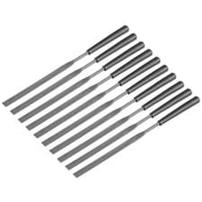 Image of 10 Pcs Second Cut Steel Flat Needle File with Plastic Handle 3 x 140mm