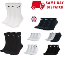 Image of NIKE SOCKS 3 PAIRS PACK - LIGHTWEIGHT CREW ANKLE MENS WOMENS SPORTS UK