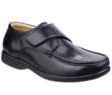Image of Fleet & Foster Touch Fastening Mens Shoes Fred Dual Fit Moccasin Black