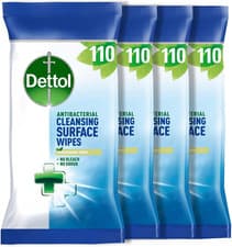 Image of Dettol Antibacterial Cleansing Surface Wipes, Fragrance Free, 440 Wipes (110 X 4