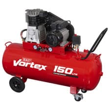 Image of Sealey 150L Belt Drive Air Compressor with Cast Cylinders & Wheels 3.5h SAC1153B