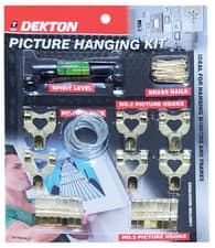 Image of 48pc Picture Hanging Kit Contains Hooks Brass Nail Level Wire To Hang Pictures