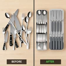 Image of Compact Cutlery Storage Utensil Drawer Tray Organizer Insert Kitchen Tidy Holder