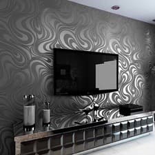 Image of Modern Abstract Curve 3D Effect Wallpaper Flocking Striped Feature Wall Paper UK