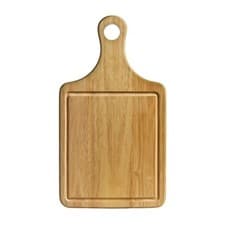 Image of Soka Rubberwood Paddle Chopping Board Wooden Serving Tray Hanging Loop Kitchen