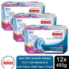 Image of Unibond AERO 360° Moisture Absorber Lavender Garden Refill Tab - 12 x 450g