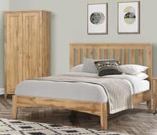 Image of Oak Finish Bed Frame,Bedstead.Wood Wooden,4ft Small Double,4ft6,5ft King