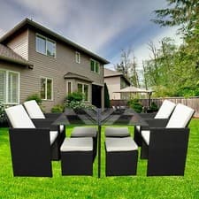 Image of 8 SEATER CUBE RATTAN GARDEN FURNITURE SET CHAIRS SOFA TABLE OUTDOOR PATIO WICKER