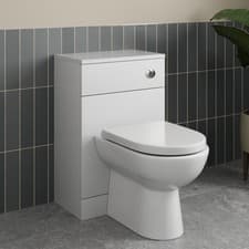 Image of Back to Wall Toilet Unit Bathroom Concealed Cistern MDF WC 500x300mm White Gloss