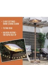 Image of La Hacienda Adjustable Standing Heater Copper 69568 Outdoor Garden Patio Heater