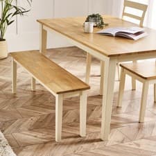 Image of **Seconds** Tenby Solid Wood Cream and Oak Large Dining Bench