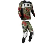 Image of Fox 180 BNKR Adult GREEN CAMO Motocross Shirt SMALL AND Pants 28 inch waist mx