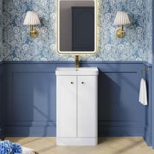 Image of Nuie Core 500mm Floor Standing 2-Door Basin Vanity Unit Gloss White Bathroom