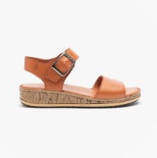 Image of Hush Puppies Ellie Womens Leather Buckle Comfort Tan Sandals