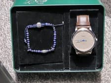 Image of Fossil townsman chronograph brown leather watch & blue bracelet gift Set