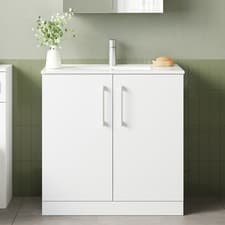 Image of Nuie Arno Floor Standing 2-Door Vanity Unit & Basin-2 800mm - Gloss White