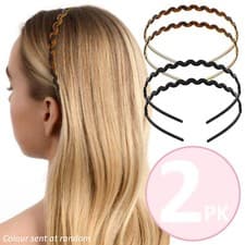 Image of Wavy Headband 2Pc Hair Head Alice Band Zig Zag Plastic Non-Slip Grip Women Girls