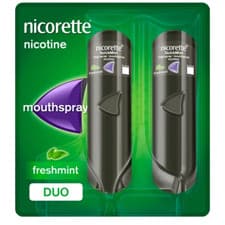 Image of Nicorette Freshmint QuickMist Duo 1mg | 2 x 150 Nicotine Mouth Sprays | NEW