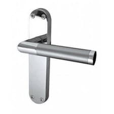 Image of Mitred door handle latchset 185 x 39mm polished chrome / satin chrome