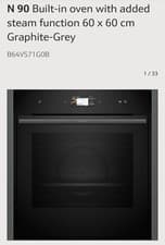 Image of Neff B64VS71G0B N90 Slide & Hide Pyrolytic VarioSteam Single Oven Graphite