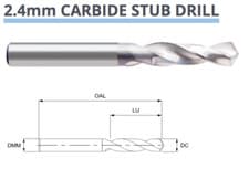 Image of 2.4mm CARBIDE STUB DRILL BIT DIN6539 2 FLUTED 8003030240 EUROPA TOOL P54