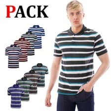 Image of Mens Striped Polo Shirt Short Sleeve Pique T-Shirt Casual Contrast Summer Te Top