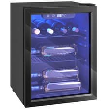Image of HOMCOM 16 Bottle Wine Cooler, 4-16°C Under Counter Drinks Beer Wine Fridge