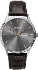 Image of Sekonda Mens Watch Grey Dial 1685 Brown Strap Day/Date RRP £34.99