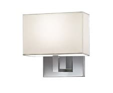 Image of Polished Chrome Wall Light with Rectangular Off White Shade Modern Indoor Lamp