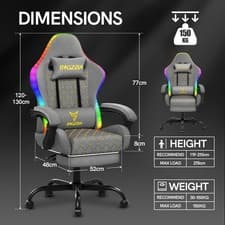 Image of High Back RGB Gaming Chair with LED Lights & Ergonomic Computer Footrest Chair