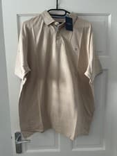 Image of Hackett London Polo Shirt Size XL Beige Short Sleeve New!!