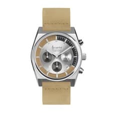 Image of Accurist Origin 41mm Mens Round Silver Analogue Watch with Tan Strap