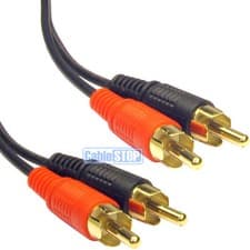 Image of TWIN 2 RCA Gold Phono Male Plug Audio Lead Cable 50cm 1m 2m 3m 5m 10m 15m 20m