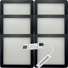 Image of 6x MATT BLACK Slim Square Under Cabinet Down Light & Driver Kit - Warm White LED