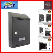 Image of Galvanised Steel Lockable Wall Mounted Post Box - Weatherproof & Compact Design