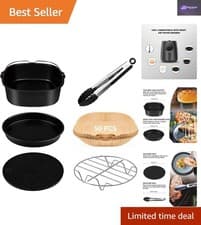 Image of 6-Piece Square Air Fryer Accessories Set - Cake Bucket, Pizza Pan & More