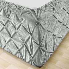 Image of SeventhStitch Crushed Velvet Pintuck Bed Base Wrap Super King Valance Sheet Elas