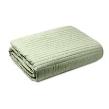 Image of Bianca Quilted Lines Bedspread 220x230cm Or Matching Cushion 55x55cm Sage Green
