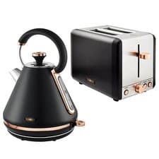 Image of Tower Cavaletto Pyramid Kettle and 2 Slice Toaster Set Black