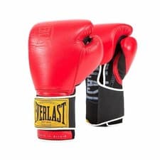 Image of Everlast 1910 Premium Leather Boxing Gloves – Red – Size 16oz
