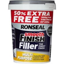 Image of Ronseal Multi Purpose Ready Mixed Filler 900g Tub for Walls Wood and Masonry