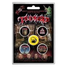 Image of TANKARD one foot in the grave 2017 BUTTON BADGE PACK (5) official merch SEALED