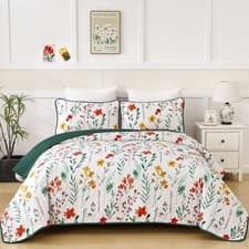 Image of 3 PCS Luxury Bohemia Quilted Bedspread Throws Bedding Set Pillowcases King Size