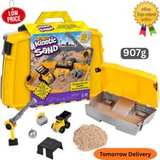 Image of Kinetic Sand Construction Site Folding Sandbox Playset with Vehicle and 907g ...