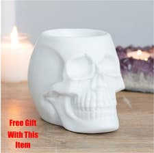 Image of Something Different White Skull Oil Burner/Wax Melt Holder + Free Tealights Gift